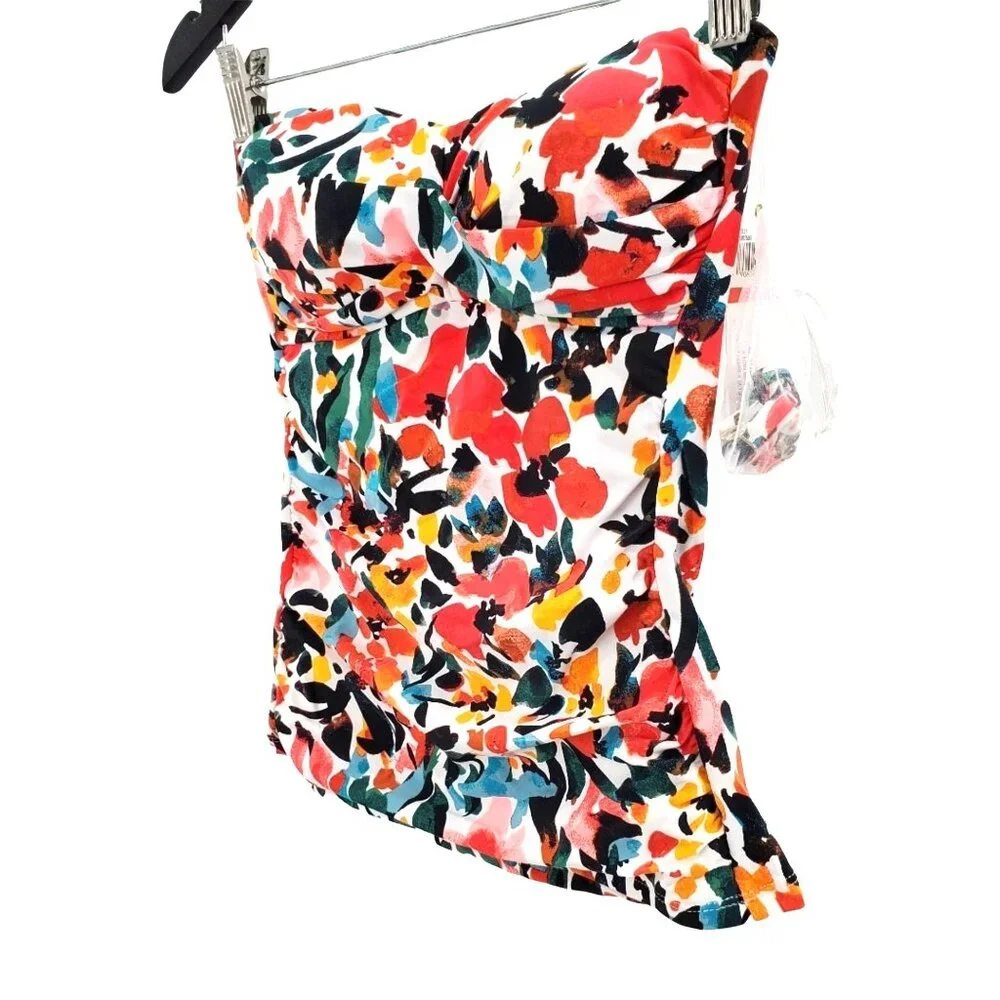 Anne Cole XS Tankini Top Twist Sweetheart Swim Bikini Removable Halter Swimwear